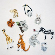 24. Zoo 동물원 자수와펜 열접착 자수패치 명찰이름표