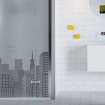 바보사랑 cj796 m 무점착유리시트 도시풍경 유리문시트지.꾸밈