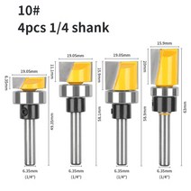 YUSUN 바닥 청소 비트 하단 베어링 라우터 카바이드 커터 목재 페이스 밀용 목공 밀링, [10] 4pcs 6.35 shank