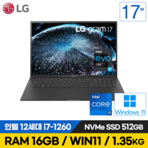 LG전자 그램 15인치 16인치 17인치 512GB RAM16G WIN10 WIN11 포함 노트북, WIN10 Home, 16GB, 500GB, 17인치 코어i7, 블랙