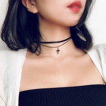 일호장신구 골드라인 십자가 두줄 초커 초커목걸이 국내배송 보관 파우치증정