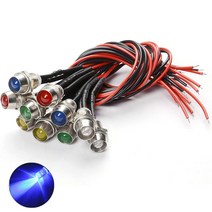 JINHA DIP LED 고휘도LED ROUND 발광다이오드 8mm 12V 인디게이터, 5개, 인디_(12V_8파이)파랑_5개