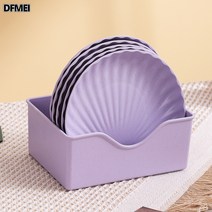 DFMEI 캐릭터 토골접시 세트 받침대 포함 과일접시, 퍼플 5개+베이스