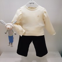 아가방 40% 봄 베이비페어 상큼 스프링 못 보던 스타일 유아 상하세트! 신축성 완전 캡 좋은 와이드 바지 + 어깨 주름총총 티셔츠 깔끔한데 러블리 봄에도 뷰티하게 상하복