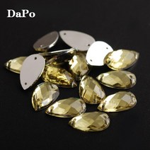 의류 재봉 공예 8x13mm 100 개 2 홀 빗방울 아크릴 샤인 크리스탈 화려한 라인석 바느질 돌 의류 드레스 DI, 12 light yellow_01 100 개