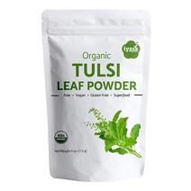 미국직구 이야사 홀리스틱스 자연유래 툴시 잎 파우더 4 Oz/113 Gm 홀리 바질 티 파우더 Ocimum Sanctum 아유르베다 슈퍼푸드 재판매 가능 파우치, 수량, 상세참조