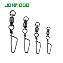 낚시리와인더 JOHNCOO-스테인레스 배럴 스위블 낚시 볼 베어링 Coastlock Snap 0-7 # 커넥터, 사이즈5 15개