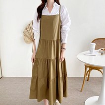 [천삼백케이] [오슈] 데일리 페미닌 뷔스티에 끈 캉캉 프릴 롱원피스