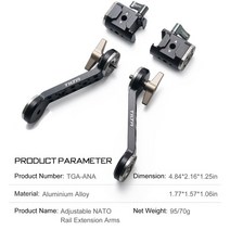스냅지 프롬프터 TILTA TGA-ANA 조정 가능한 나토 레일 익스텐더 암 및 로제트 마운트 DJI RS2 2 2) 짐벌, [01] TGA-ANA, 01 TGA-WVM
