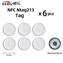 6pcs nfc ntag213 ntag215 ntag216 태그 스티커 ntag 213 13.56mhz 범용 라벨 rfid 토큰 순찰 초경량 바로 가기 등, 6tag-nfc213