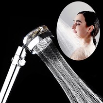 폭포 회오리 샤워 헤드 고압 원터치 온오프 샤워기, 골드, 1개