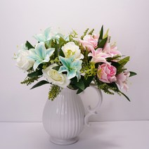 뷰티풀데코센스 나리장미부쉬 가지 조화 꽃, 옐로우