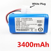 샤오미 치후360 단후이 아이로봇 호환용 3400mAh 2800mAh 로봇 진공 청소기 배터리 Mamibot ExVac660 660 6, 04 3400mAh White Plug