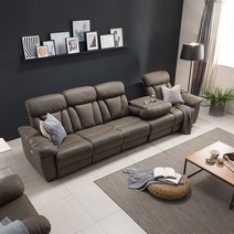 [삼익가구]크루즈 USB 6인용 전동 리클라이너 가죽소파(양방향), 머드그레이