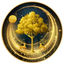 안묵 보석십자수 원형 도안 황금 사슴 나무 보름달 비즈십자수 풍경 동물 취미 세트 비즈 공예 구슬십자수