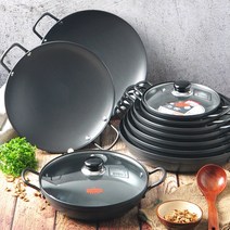 경질 코팅 전골냄비 부대찌개 매운탕 곱창 감자탕 찌개 업소용 식당 탕냄비, 블랙, 15-경질 전골냄비 30
