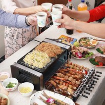 연기안나는 자동 양 닭 꼬치 구이팬 그릴 온도 다용도 오븐 꼬치구이 전기 캠핑 가정용기계, 10꼬치(럭셔리-맥반석 불판)