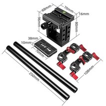 셀프촬영 브이로그 범용 DSLR 카메라 퀵 릴리스 베이스 플레이트 키트 15mm 로드 레일 팔로우 포커스 지원 시스템 1/4 quot3/8quot 스레드 38mm Arca, 01 Black