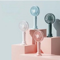 [천삼백케이] [브랜드발전소] 3단 풍량조절 저소음 휴대폰 거치대 겸용 휴대용 미니 선풍기, 블루