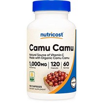 nutricost camu camu 1000mg 120 캡슐 - 유기농 카무카무로 만든 ccof 인증 비-GMO 글루텐 프리