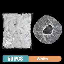 100/200pcs 일회용 샤워 캡 탄성 플라스틱 랩 커버 식품 부직포 목욕 모자 방수 샤워 캡 주방 액세서리, 50PCS 화이트, 50개