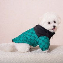 강아지패딩 의류 디자이너 패딩 애완 동물 겨울 따뜻한 코트 소형 중형 프렌치 불독 테디 XS3XL, 11.green - L