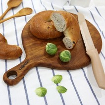 천연 티크 나무 통나무 원목 향균 양면 보드 원형 도마 접시 플레이트