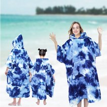 원라인 성인 판초타월 해변 물놀이 수영장 비치가운 블루, 판초타월 블루, 1개