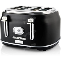 Westinghouse Retro 토스터 4조각 탈착식 번 워머 6단계 브라우닝 레벨 빵 센터링 해동 재가열 및 정지 기능 표시등 풀아웃 빵 부스러기 받침대, 블랙