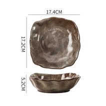 사용자 정의 일본 간략한 세라믹 식기 세트 수제 호텔 사용 빈티지 소박한 스테이크 샐러드 요리 디저트 과일 접시 수프 그릇, 7인치 수프 접시