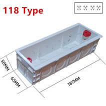 정션박스 분전함흰색 146 유형 장착 백 박스 * 86mm 벽 스위치 및 표준 소켓 용 조정 가능한 내부 카세트, 05 118 Type 187MM