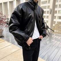 비건 레더 퀼팅 누빔 항공 숏패딩 점퍼(1color)
