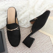 꿀신 금장 체인 스웨이드 블로퍼 5cm