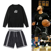 스테판커리 롱슬리브 반바지 상하의 세트 NBA 농구복 긴팔 티 농구반바지 기능성 운동복