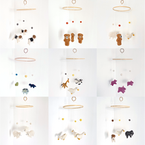 바이에스컴퍼니 양모 펠트 모빌 DIY키트 아이방꾸미기 감성 태교 선물, 곰돌이+오리+양