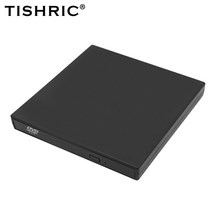 외장cd롬 외장 cd odd 리더기 TISHRIC-휴대용 DVD 드라이브 플레이어 usb 2.0 광학 슬림 CD ROM 디스크 리더 데스크탑 PC 노트북 태블릿, 검은색