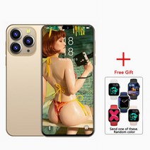 투명케이스 글로벌 버전 휴대폰 언락 안드로이드 13 듀얼 SIM 셀룰러 I15 프로 맥스 6.7HD, 03 Gold RWH