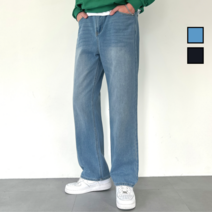 이브컴퍼니 남자 일자 와이드 사계절 데님 밴딩 팬츠 청바지 빅사이즈 (2618-1)