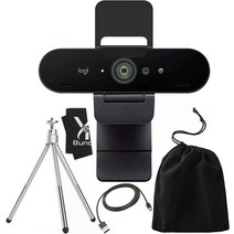 Y R 로지텍 Brio 4K HD 웹캠(데스크탑 마이크 포함)삼각대 및 범용 마운트 번들, 기본