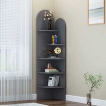 코너 모서리 책장 거실 책꽂이 원목 장식장 선반, 높이 178x가로 40 검정