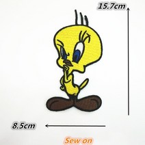 DIY 와펜 패치 대형 의류 패치에 바느질 수용성 자수 트위티 배지 티셔츠 다운 재킷 아름답게, [01] 1