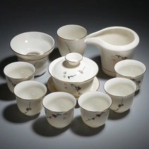 흰색 도자기 다도세트 전통다기세트 찻잔세트 차잔 해외다기세트 시댁인사선물 다기류, 단일사이즈, D