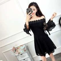 [Myshe]오프숄더 원피스 레이스 미니 원피스 여성 QLTT410YZ03