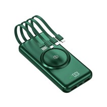 차량 자동차 블랙박스 보조배터리 무선 빠른 충전 보조베터리 30000mAh 휴대용 충전기 내장 케이블 4USB 디지털 디스플레이 외부 배터리 아이폰 호환 화웨이, 01 green_01 30000mAh, 01 green_01 30000mAh