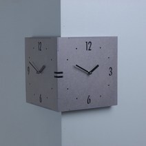 위wigna_코너시계(Big) 그레이(Coner Big Gray) 거실 집들이 인테리어벽 소품 양면 벽걸이 양면벽 벽시계♥gnaw, ♥gnaw!!