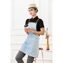 남성용 패션 데님 앞치마 요리사 주방 바베큐 공부용 여러 개의 주머니가 있는 민소매 유니섹스 조절 앞치마, Denim Blue_Custom Your Logo