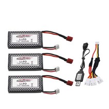 rc카충전기 배터리 리포 7.4v 드론 9125 원격 제어 rc 자동차 예비 부품 용 3200mah t 플러그로 업그레이드 7.4v 1600mah lipo 배터리 xlh 배터리, 노란색