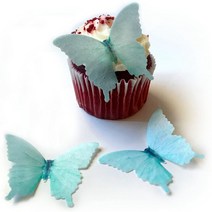 Pastel Light Teal Green Wafer Paper Butterflies 1.75 Inch for Decorating Desserts Pack of 12, 1
