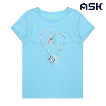 에스크 주니어 여아 하트 꼬임 포인트 반팔 티