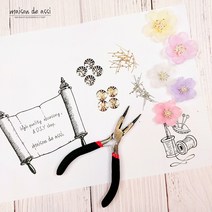 타공원판과 볼핀 모음/브로치 만들기/금속 브로치 타공판/꽃술 볼핀, 타공원판 4개, 골드